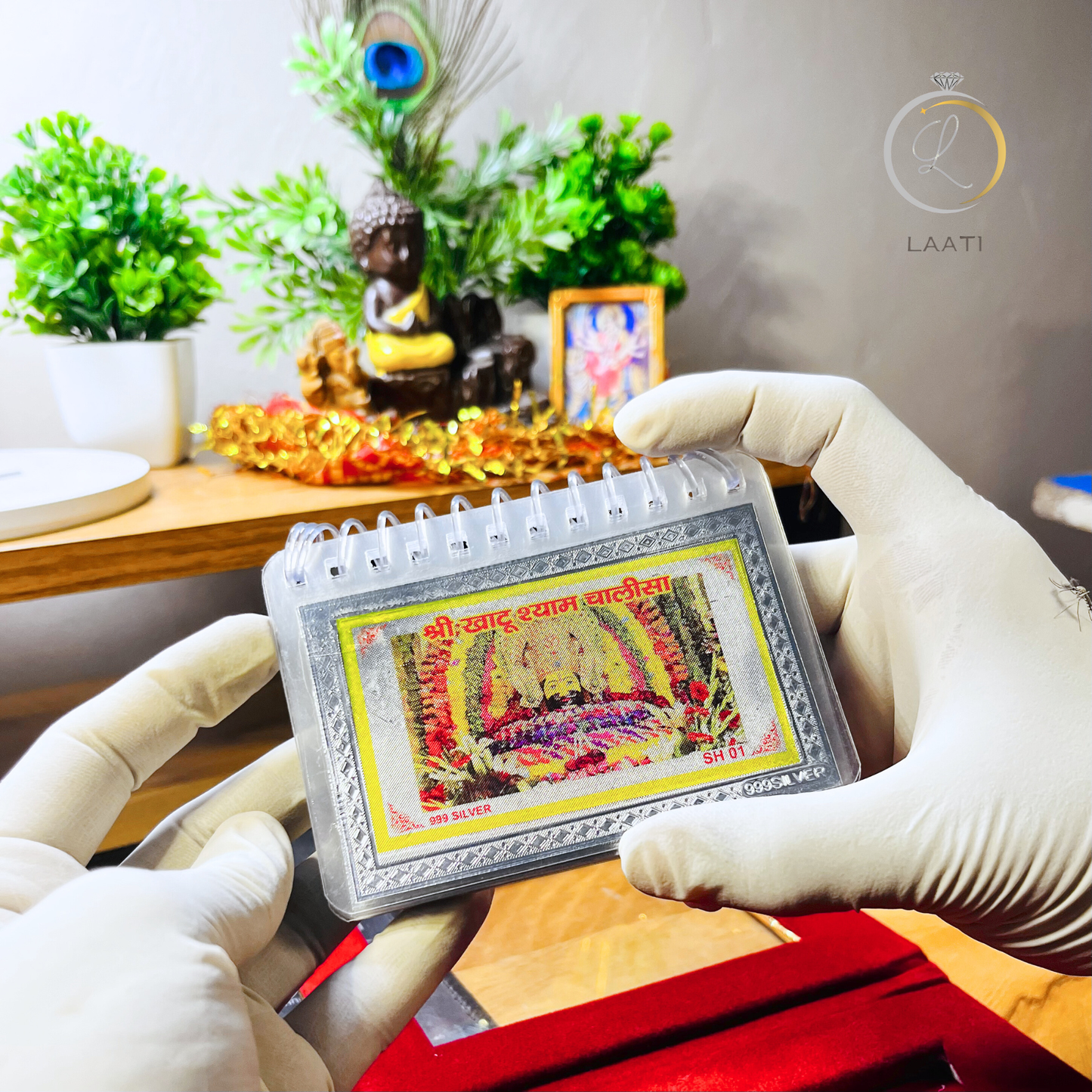 Pure Silver Khatu Shyam Ji Chalisa & Aarti Book | BIS Hallmarked | Laati