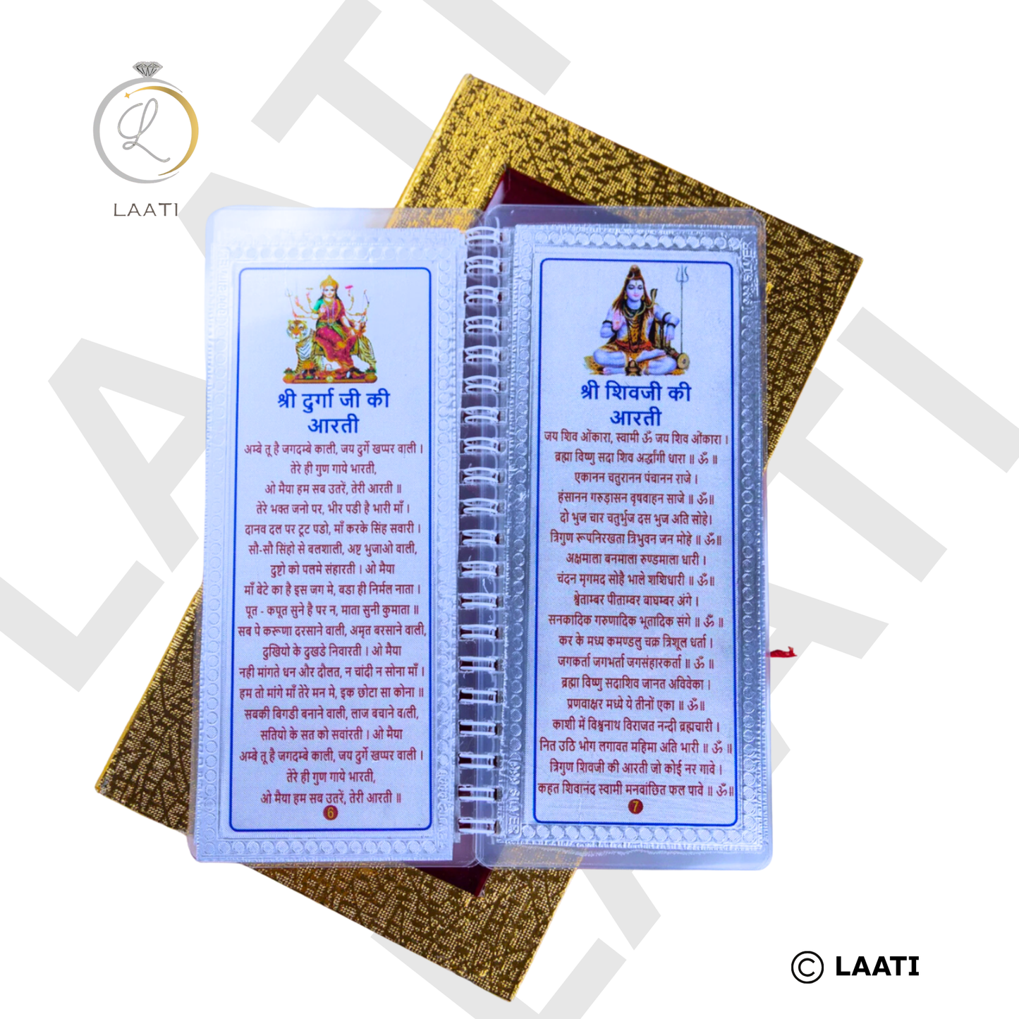 Aarti Sangrah Book – Pure Silver Pages | 9 Devi and Devata Aarti Collection | Premium Velvet Gift Box | Laati