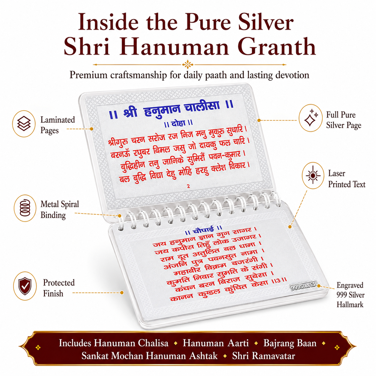 Complete Hanuman Granth in Pure Silver – Big Size