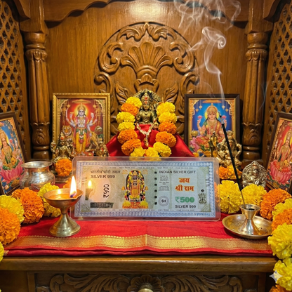 Shri Ram Lalla 999 Pure Silver Devotional Note – Auspicious Silver Gift for Pooja & Gifting