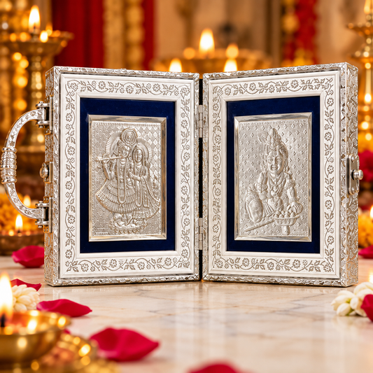 999 Silver Divine Darshan Sandook – Krishna & Radha Frame Set