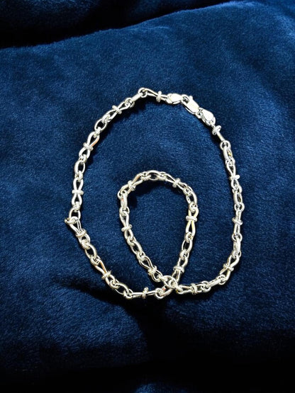 Silver Chain Elegant Circle and Oval Design