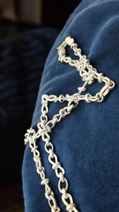 Silver Chain Elegant Circle and Oval Design