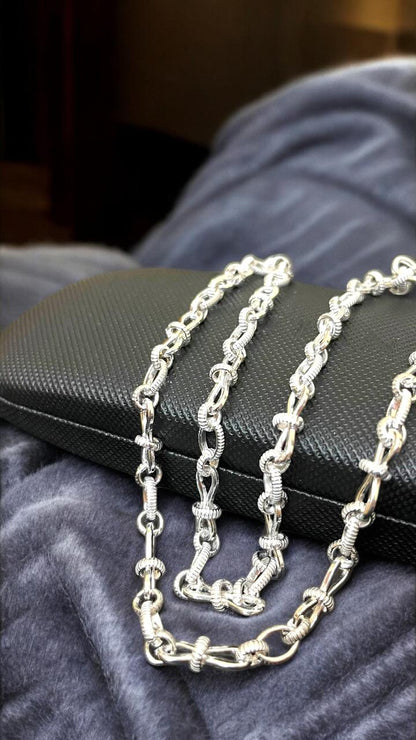 Silver Chain Elegant Circle and Oval Design