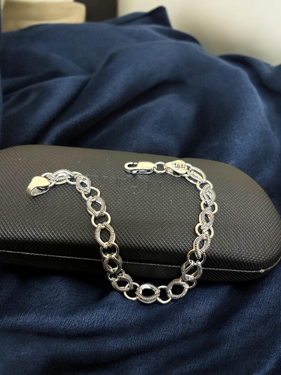 Silver Bracelet with Oval shape rings