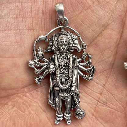 🛡️ Panchmukhi Hanuman Pendant – 925 Pure Silver | Five Faces of Protection & Power