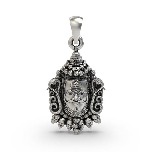 🔱 Mahakaal Pendant – 925 Pure Silver | Fearless Form of Shiva with Snake & Skull Crown